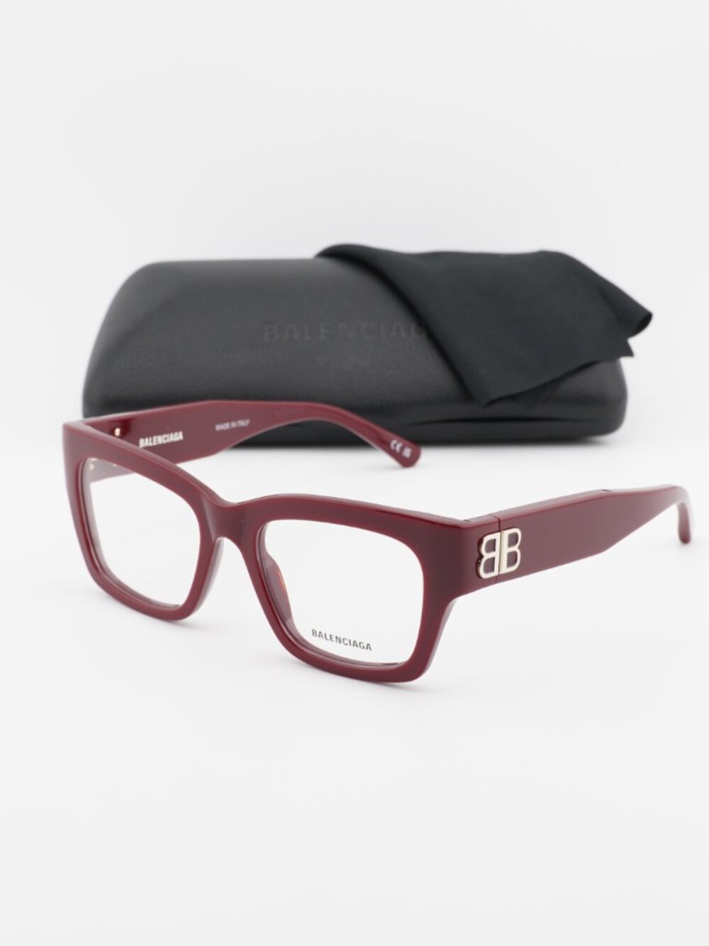 Balenciaga BB0325O 004 Square Eyeglasses 52mm - Burgundy